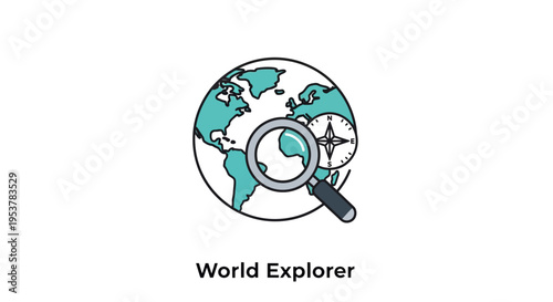 Conceptual illustration of global exploration, discovery, and navigation on a white background