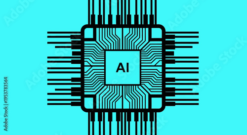 Conceptual representation of artificial intelligence technology and its intricate circuit board