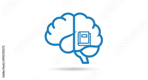 Conceptual representation of brain with a book icon symbolizing learning and knowledge