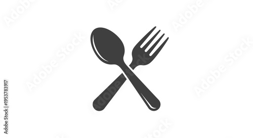 Crossed Spoon and Fork Icon: A Minimalist Emblem for Culinary and Dining Themes