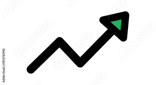Depiction of a rising trend indicated by a green-tipped arrow on a white backdrop