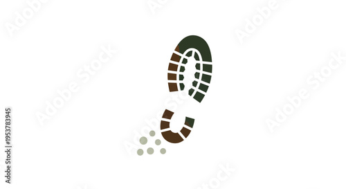 Depiction of a Footprint with Textured Sole and Small Particles in Vector Design