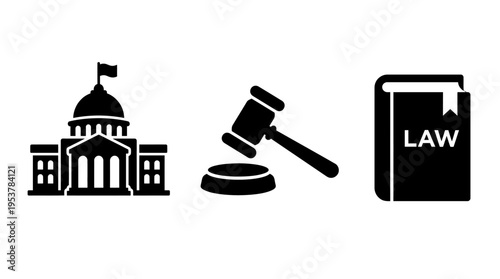 Justice and Government Icons Set