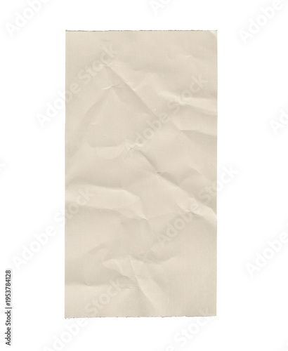 Stone Beige Wrinkled Receipt Paper with Torn Edge