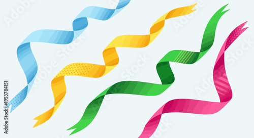 Colorful Ribbons with Abstract Designs and a Clean Aesthetic for Visual Appeal