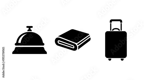 Hotel Icons Silhouette of Service and Travel