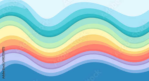 Colorful undulating waves pattern representing the harmony and artistic beauty of the rainbow