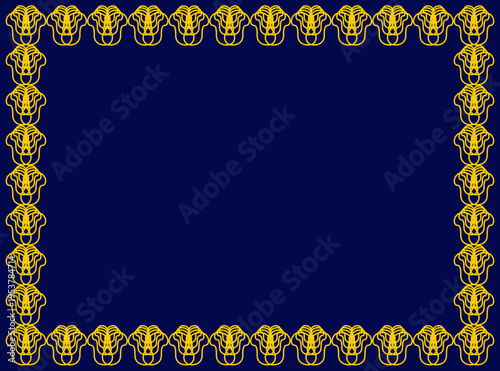 Decorative Vintage Floral Frame Border with Repeating Circular Pattern dark blue style