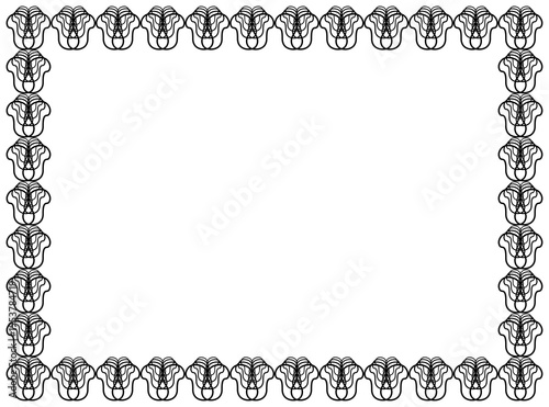 Decorative Vintage Floral Frame Border with Repeating Circular Pattern