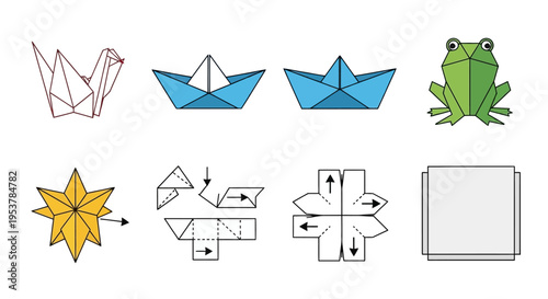Origami paper folding craft designs.