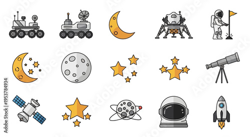 Astronaut Space Icons and Symbols.