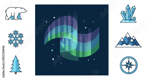 Aurora borealis northern lights display.