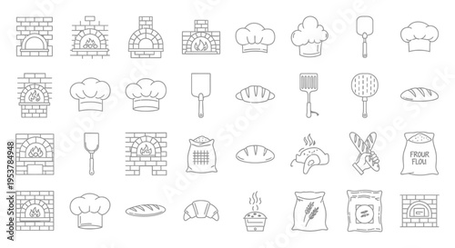 Baking icons and kitchen tools.