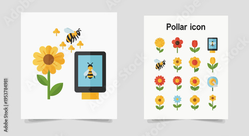 Bee on a digital tablet screen.