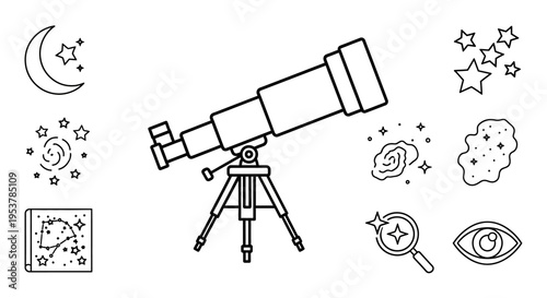 Telescope on a tripod stand.