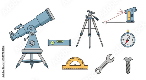 Telescope on a tripod stand.
