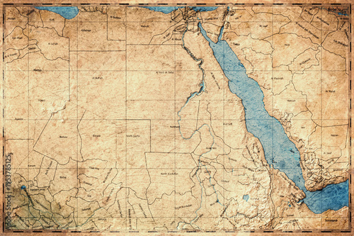 Vintage Map Of Nubia On Retro Paper Background