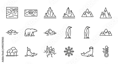 Black and white polar animal icons.
