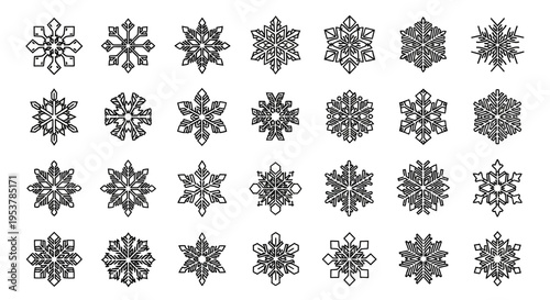 Black and white snowflake designs.