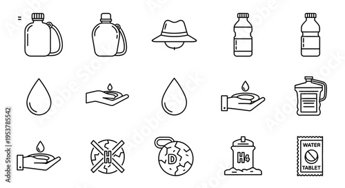 Water Droplet and Bottle Icons.