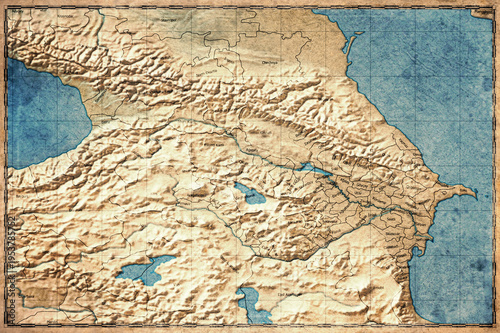 Vintage Map Of South Caucasus On Retro Paper Background