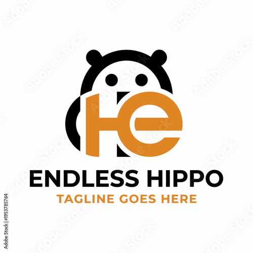 This charming logo features a playful hippo design, conveying a friendly and approachable brand personality, ideal for businesses focused on fun and creativity.