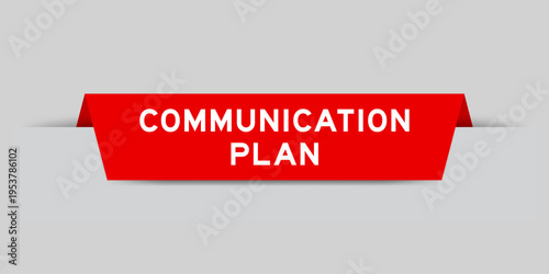 Red color inserted label with word customer plan on gray background
