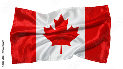 Fotografía Waving Canadian flag with vibrant red and white colors and iconic maple leaf, is