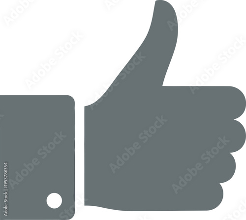 Simple gray thumbs up icon vector illustration for approval, like, or positive feedback