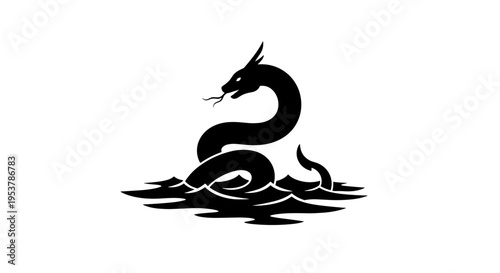 Black dragon in water.