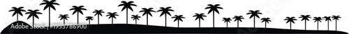 Palm trees silhouette on tropical island beach vector illustration art design