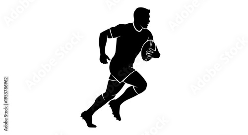 Man Running with American Football.