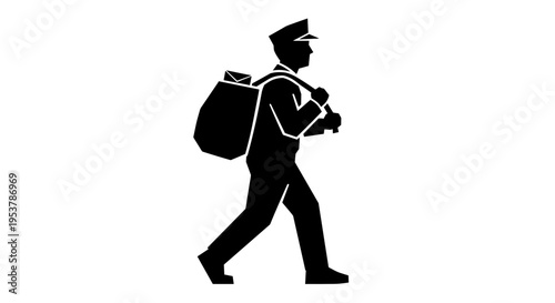 Man walking with postal bag.