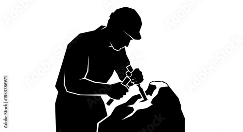 Man working with power tool.