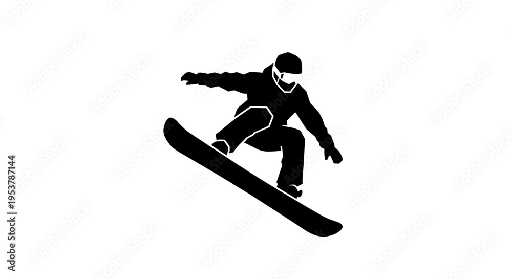 Fototapeta premium Snowboarder in mid air jump.