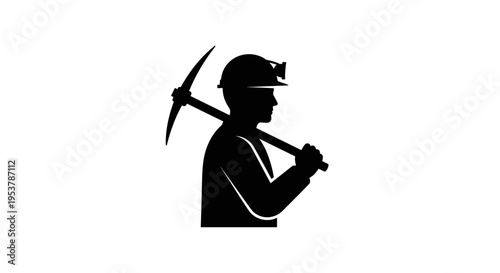 Silhouette of a miner worker.
