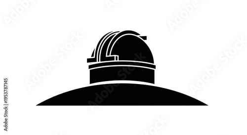 Telescope on Hill Silhouette Icon.