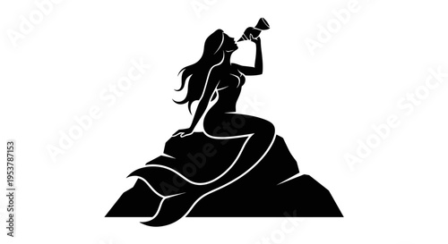Woman Sitting on Mountain Peak.