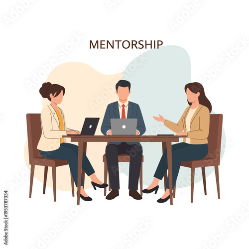 Mentorship Meeting Illustration Business Guidance Career Development Coaching Professional Advice Training Support Success Teamwork Collaboration