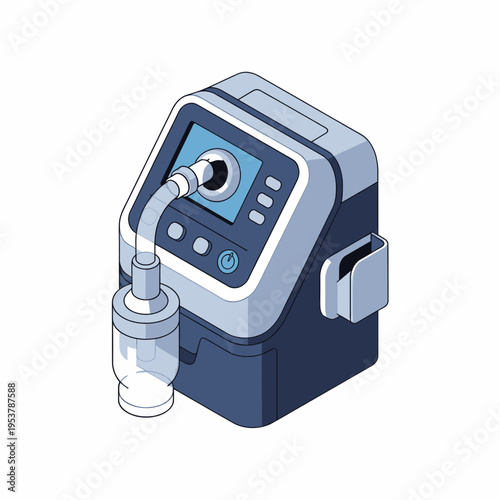Medical Ventilator Machine Illustration Healthcare Equipment Diagram Respiratory Device Technology Animation Graphic Design Isolated White Background