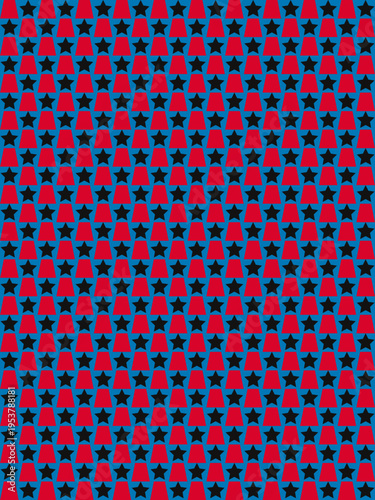 Geometric Star and Polygon Pattern on Blue vector background