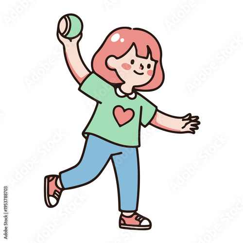 Children Playing Catch with Balls - 2d Vector Illustration