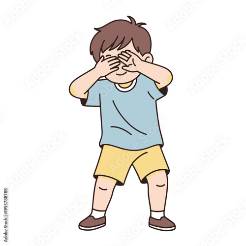 Playful Hide and Seek Game of Children - 2d Vector Illustration