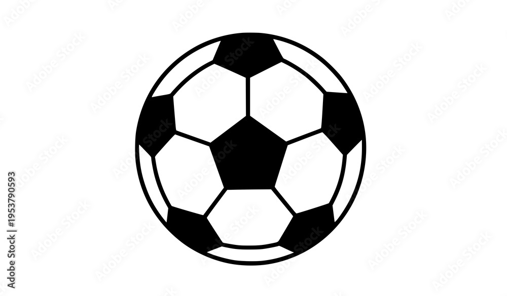 Naklejka premium Soccer Ball Black Silhouette Icon 2024 Football Vector Illustration