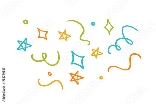 Confetti doodle line shapes Vector Illustration
