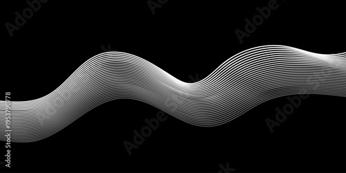 Abstract blue and black smoke waves create an artistic vector illustration with curved shapes and light patterns for a professional business banner or wallpaper backdrop template