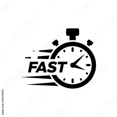 Black stopwatch with fast text.