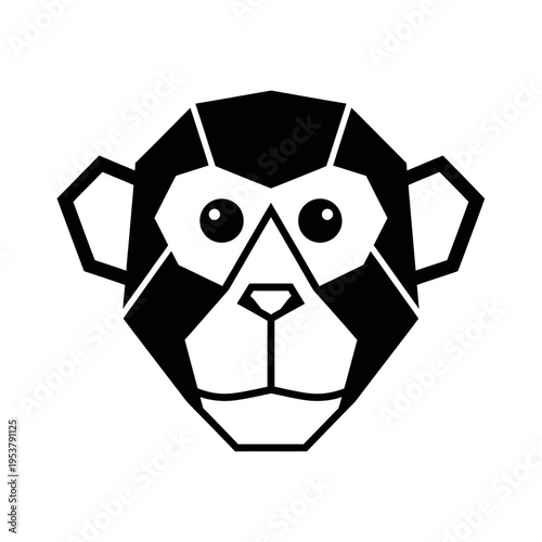 Geometric monkey face closeup illustration.