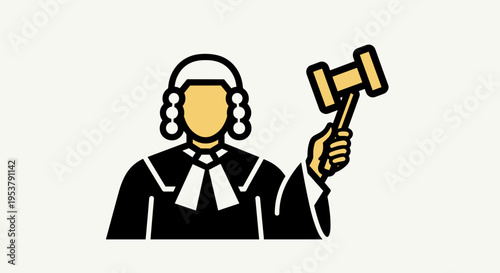 Judge Holding Gavel in Court.