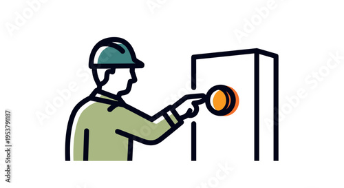 Man Inspecting Door with Thermal Camera.